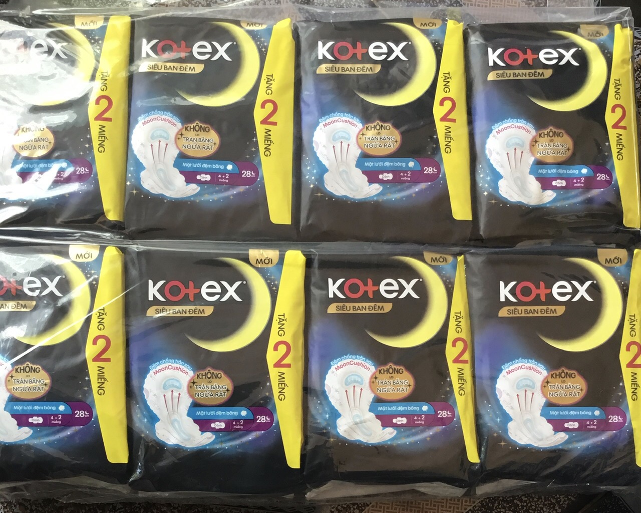 (4+2 Miếng/Gói) - Combo 8 Gói Băng Vệ Sinh Kotex Siêu Ban Đêm 28cm - Mỗi Gói 4 Miếng -HSD luôn mới