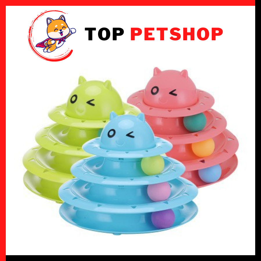 Tháp bóng 3 tầng dành cho mèo đùa nghịch | Đồ chơi dành cho thú cưng.