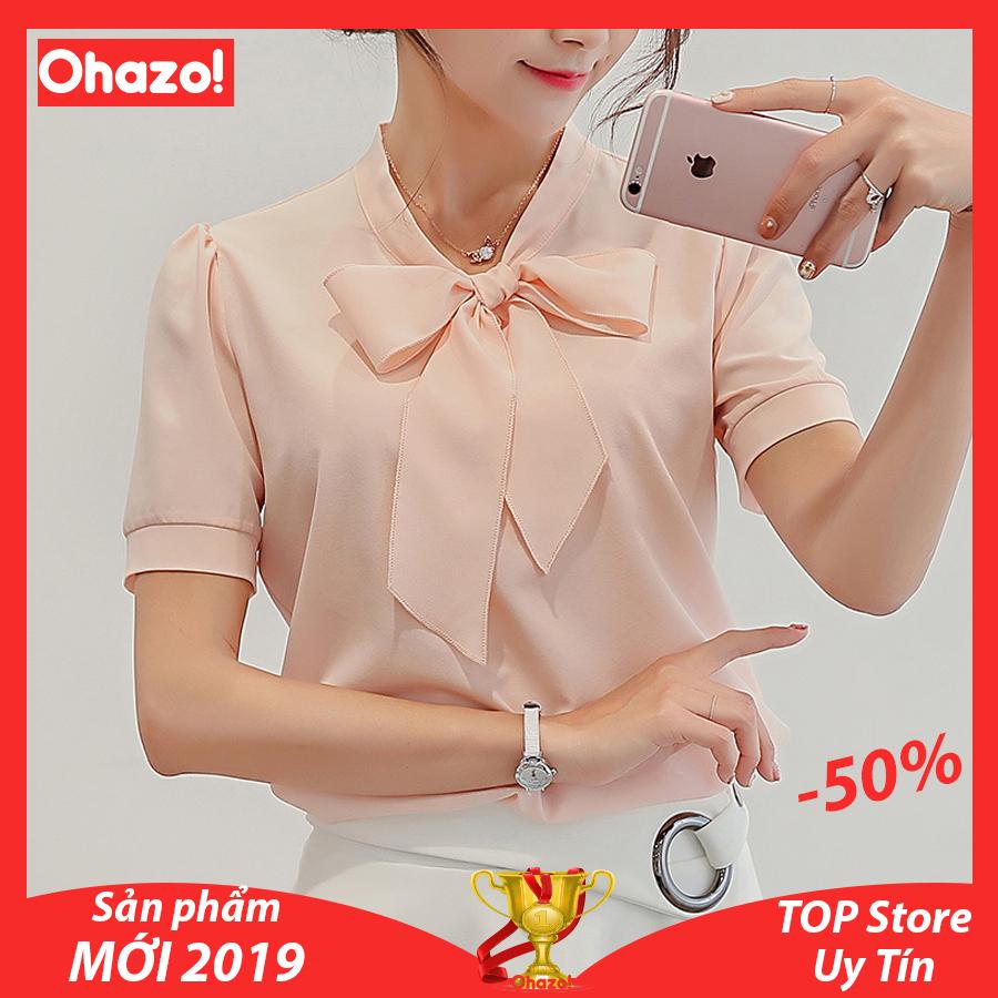 Áo Sơ Mi Nữ Thắt Nơ Ohazo! Mẫu Công Sở Hàn Quốc - AG06