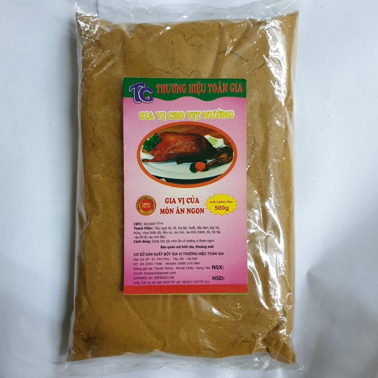 Gia vị vịt nướng gói 500gr - bí quyết trong cách tẩm ướp vịt nướng ngon mê ly như nhà hàng