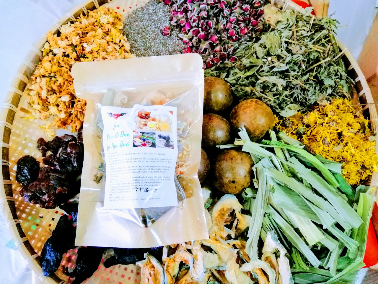 nguyên liệu nấu trà sâm bí đao la hán quả sét đầy đủ nồi 4l(100g/sét)