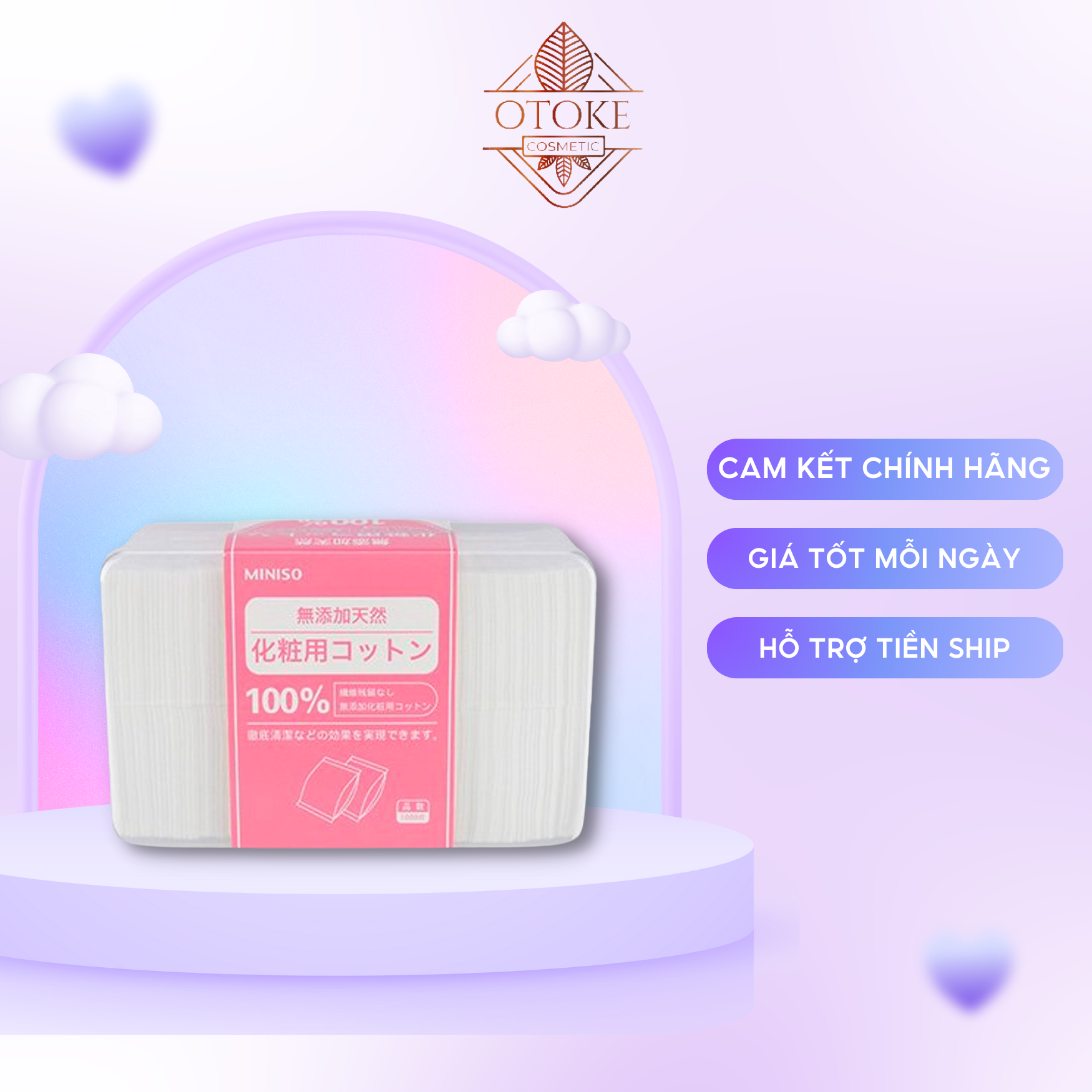 Bông tẩy trang miniso nhật 1000 miếng