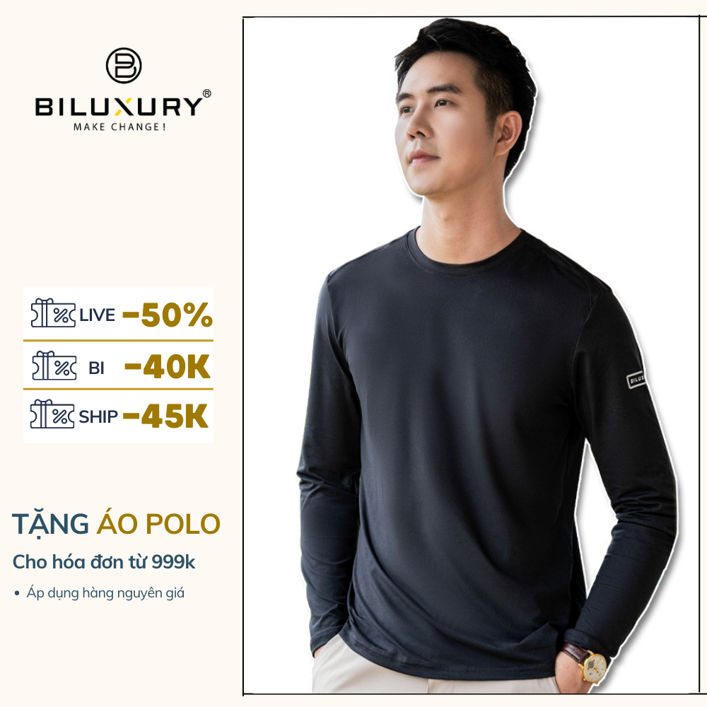 Combo Áo Thun Nam Dài Tay Giữ Nhiệt Biluxury Co Giãn 4 Chiều Mềm Mịn Cổ Tròn 6ATOB001-7ATOB301