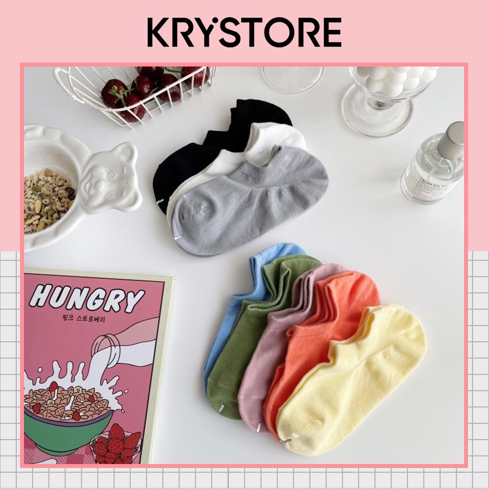 Tất vớ lười nữ trơn màu basic chất cotton thoáng Krystore TL08
