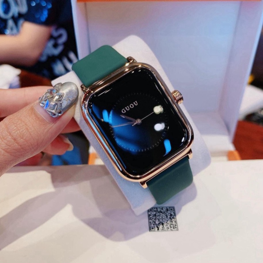 [ HOT TIKTOK ] Đồng hồ nữ mặt vuông Guou phong cách Hàn Quốc thời trang dây SILICON cao cấp hàng đẹp giá rẻ nhiều màu