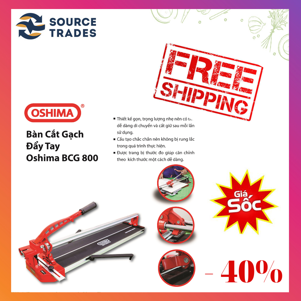 Bàn cắt gạch đẩy tay chính hãng oshima bcg-800 800mm