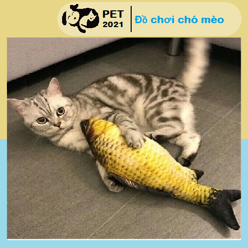 Cá chép nhồi bông dành cho chó mèo tặng kèm catnip