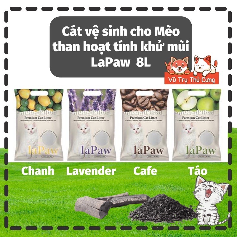 Cát vệ sinh cho mèo mix than hoạt tính khử mùi tốt Lapaw 8L
