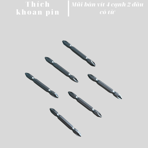 Mũi bắt vít MAKITA 4 cạnh 2 đầu có từ, mũi bắn vít hàng cao cấp