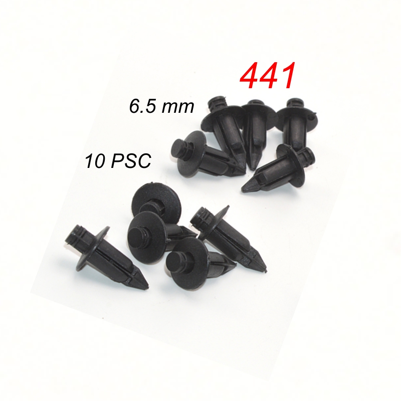 [HCM]Bộ 10 chốt nhựa 441 loại 6.5mm dùng cho Ô tô và xe máy (màu đen)