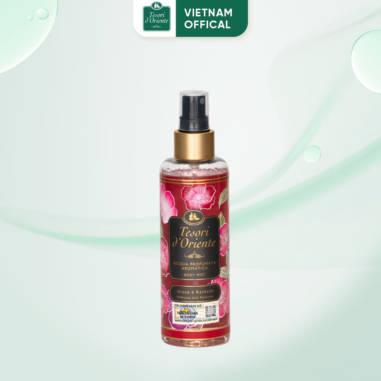 Xịt thơm cơ thể (Body mist) Tesori d'Oriente Atiso đỏ và Hoa dâm bụt 200ml