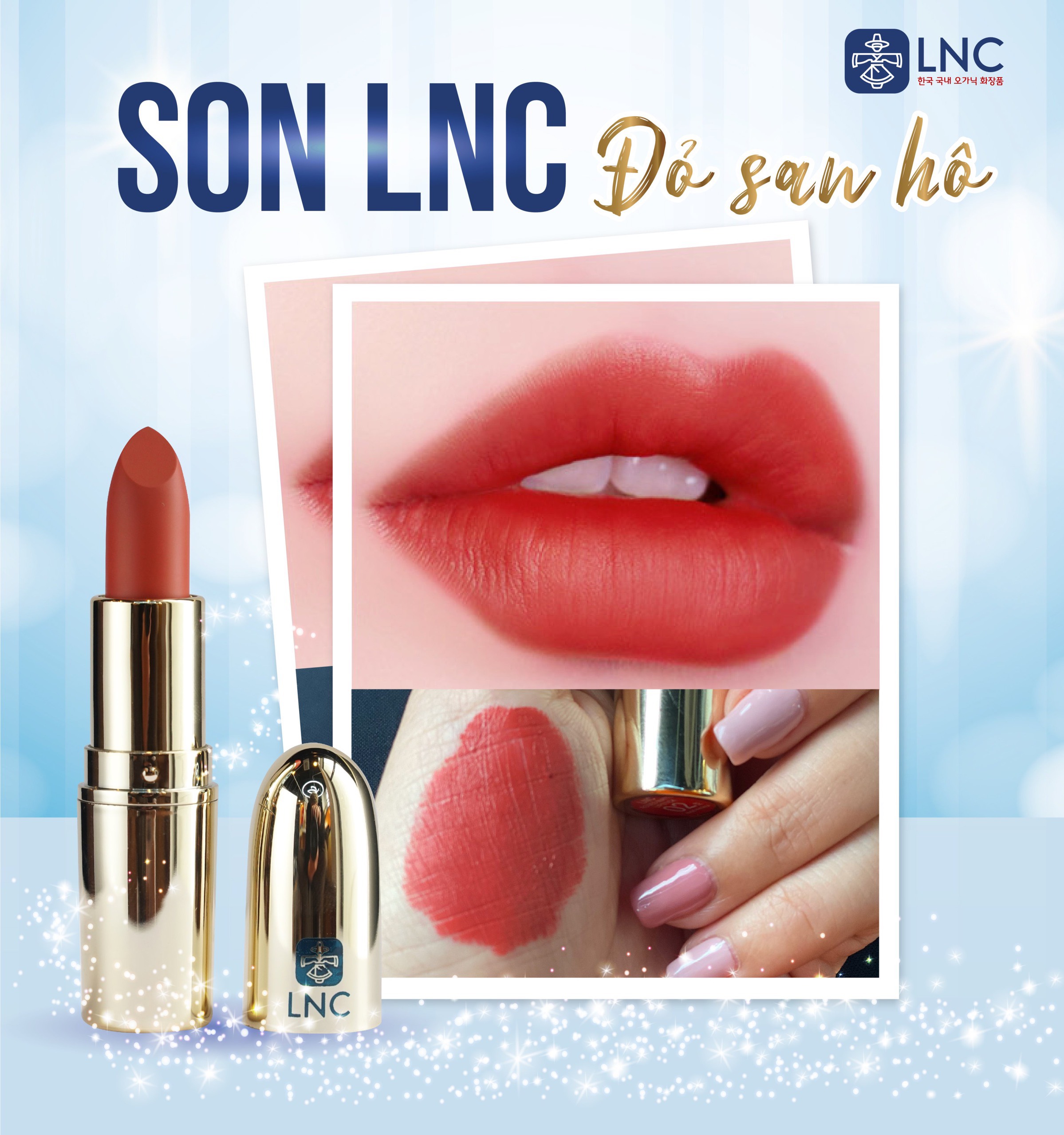 Son lì chính hãng LNC Nội địa Hàn Quốc Màu Đỏ san hô (LNC Roses Matter Lipstick 02. Roses Matter) - Linh Nhâm Cosmetics