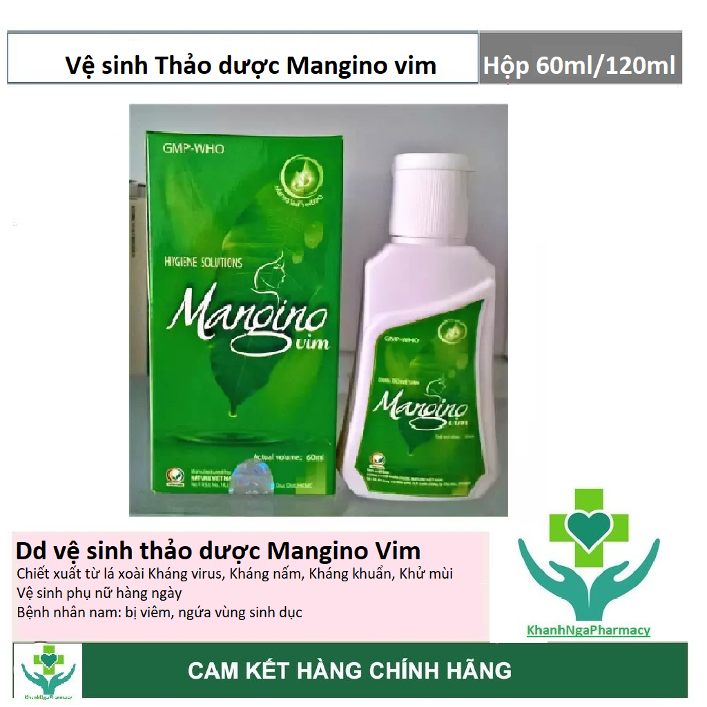 ✅ Dung dịch vệ sinh thảo dược Mangino vim 120ml rửa kháng khuẩn, viêm nhiễm phụ khoa