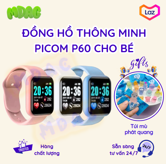 Đồng Hồ Thông Minh Picom P60 - Lắp Sim Nghe Gọi Độc Lập, Định vị, Video call