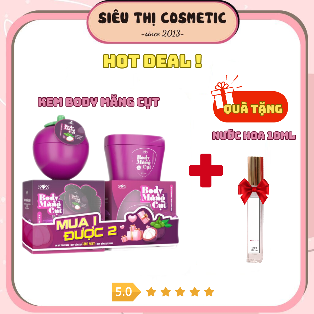 Kem Body Măng Cụt Dưỡng trắng, làm Mịn Trắng sáng Da + tặng nước hoa