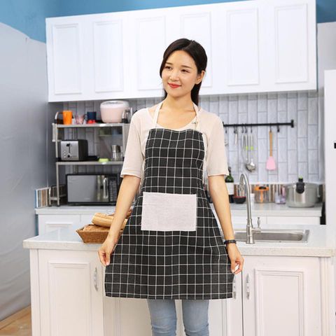 Tạp dề nội trợ nhà bếp - vải kẻ ô nhiều mẫu