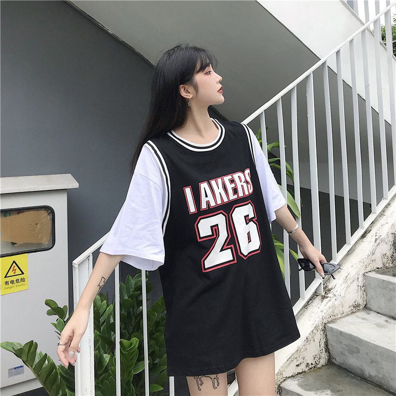 [SALE 50% GIÁ GIẬT MÌNH ] Áo Bóng Rổ Số 26 Phối Tay Trắng Dáng Rộng Dấu Quần Unisex 8I6