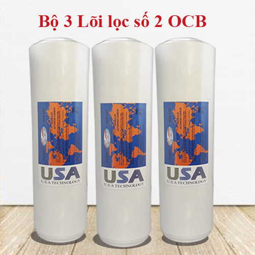 Bộ 3 Lõi lọc số 2  Lõi lọc than hoạt tính dạng hạt OCB 10 inch dùng cho các bộ lọc 10 inch thông dụng
