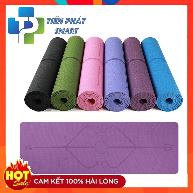 Thảm Tập Yoga Tpe 6mm 1 Lớp Định Tuyến TẶNG TÚI XỊN + DÂY BUỘC Hàng Cao Cấp Chính Hãng Tienphatsmart