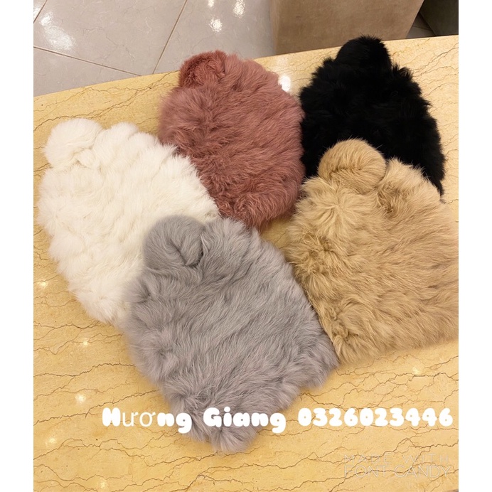 Mũ len nữ, mũ lông thỏ, mũ lông thỏ quả bông sang chảnh