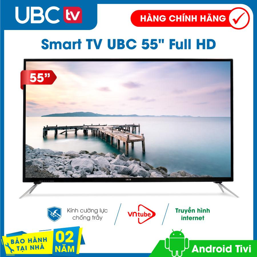 [Trả góp 0%]Smart tivi UBC 55 inch Full HD Android Model U55S600 màn hình kính cường lực Bảo Hành 2 năm tận nhà công nghệ dò kênh tự động Free-to-Air âm thanh Dolby