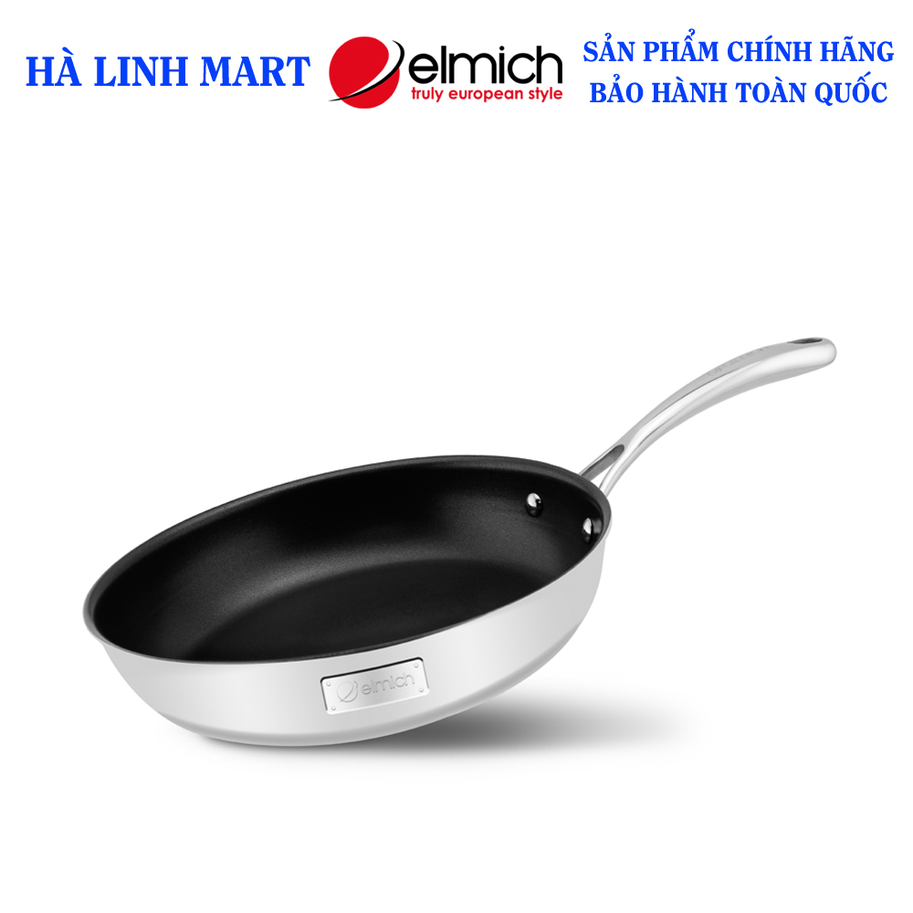 Chảo inox cao cấp 2 lớp đáy liền elmich tri-max 2353737 - chảo bếp từ size 20cm, 24cm, 28cm