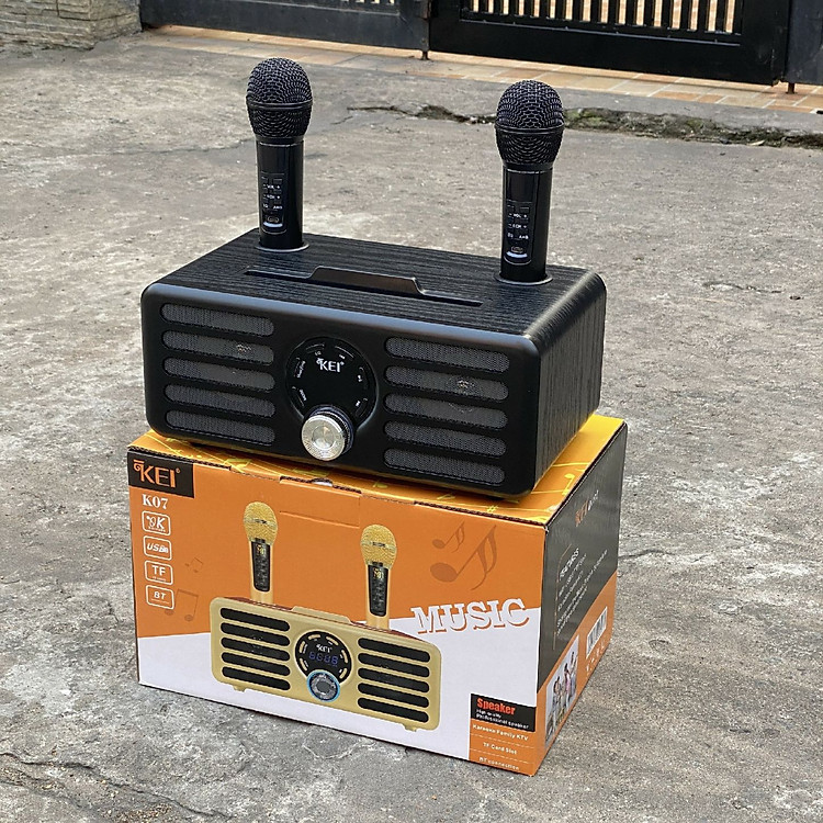 Loa karaoke bluetooth kei k07, loa karaoke di động kèm 02 micro không dây, sạc pin micro ngay trên loa, chỉnh eq, echo, vol trên mic, màn hình led, âm thanh cực sắc nét phù hợp karaoke tại nhà