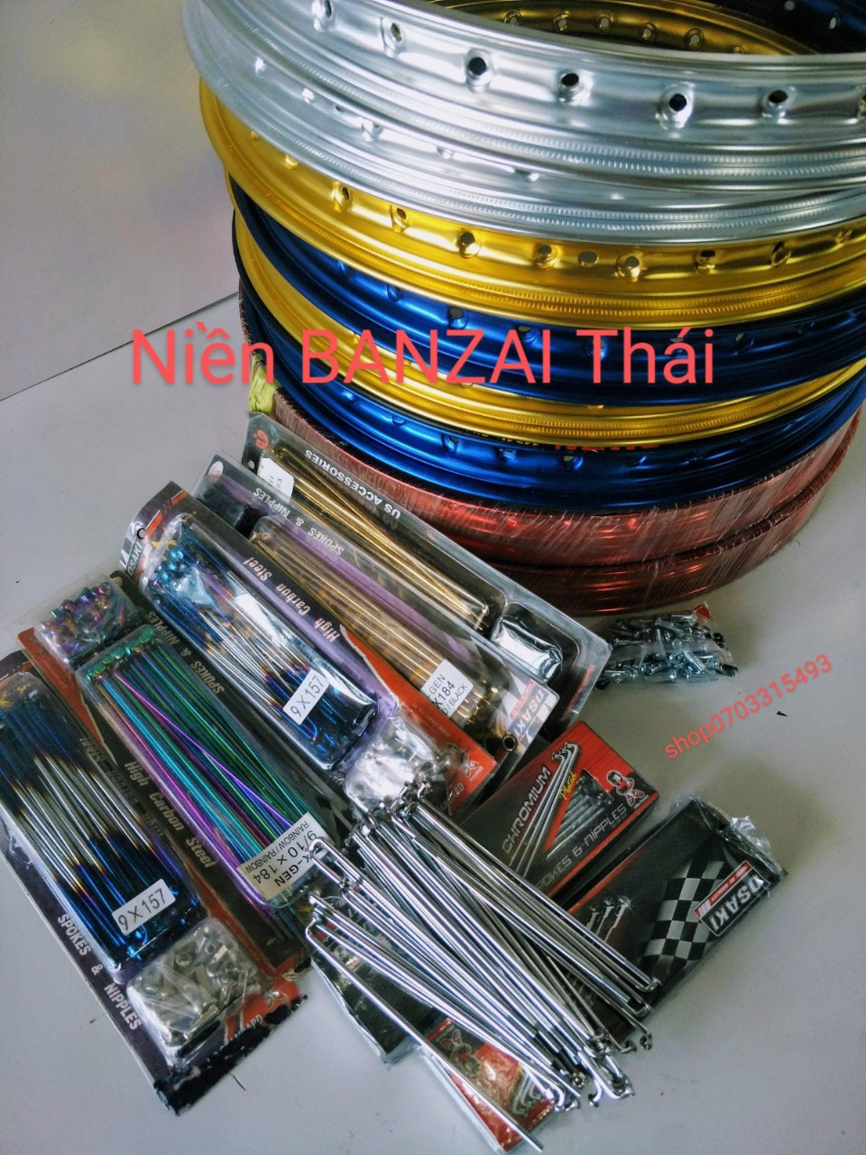 [HCM ]  CẶP NIỀNG BANZAI THÁI 1.4 1.4 17IN  KÈM BỘ CĂM TITAN GẮN TẤT CẢ CÁC DÒNG XE SỐ TÙY CHỌN MÀU NIỀNG