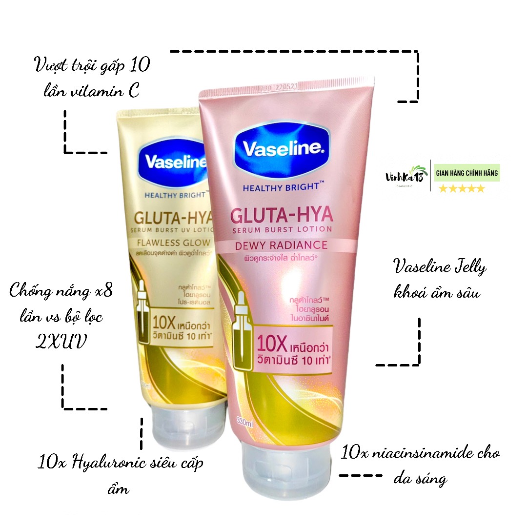 [AUTHENTIC] Vaseline Dưỡng Trắng Da 10X Serum Gluta-Hya Thái Lan 330ml