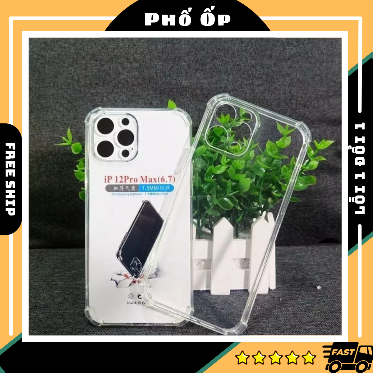 Ốp lưng Iphone ốp chống sốc trong suốt loại dày silicon cho Iphone