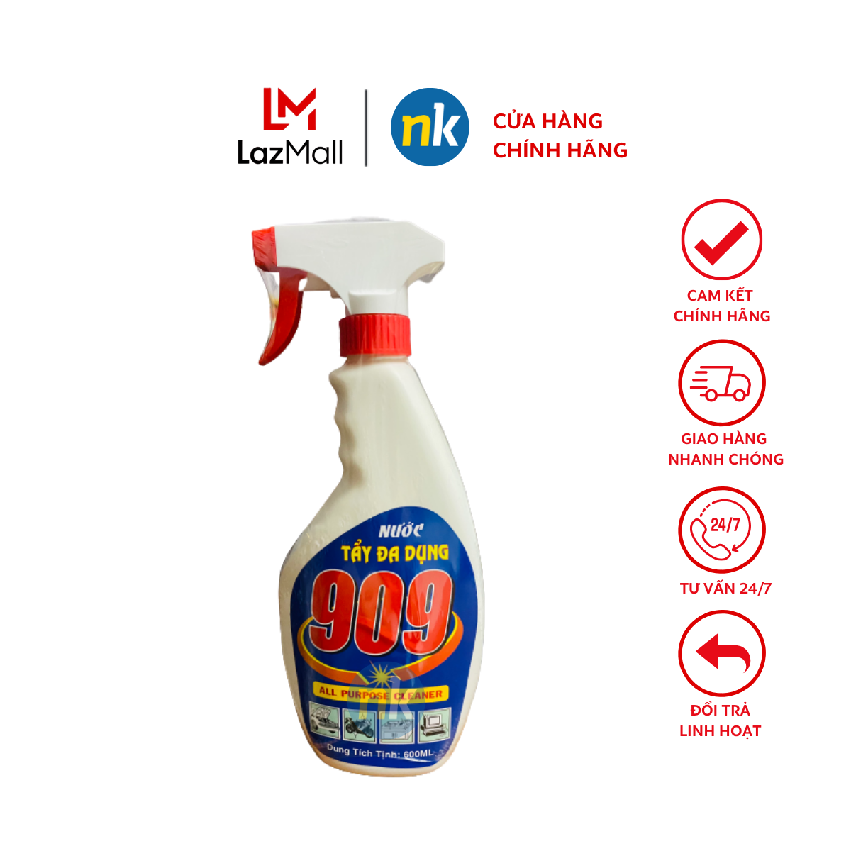 Chất tẩy rửa đa dụng đa năng KIFA 909 600ml - tẩy bẩn siêu mạnh, không độc hại, tẩy ố vàng, dầu mỡ