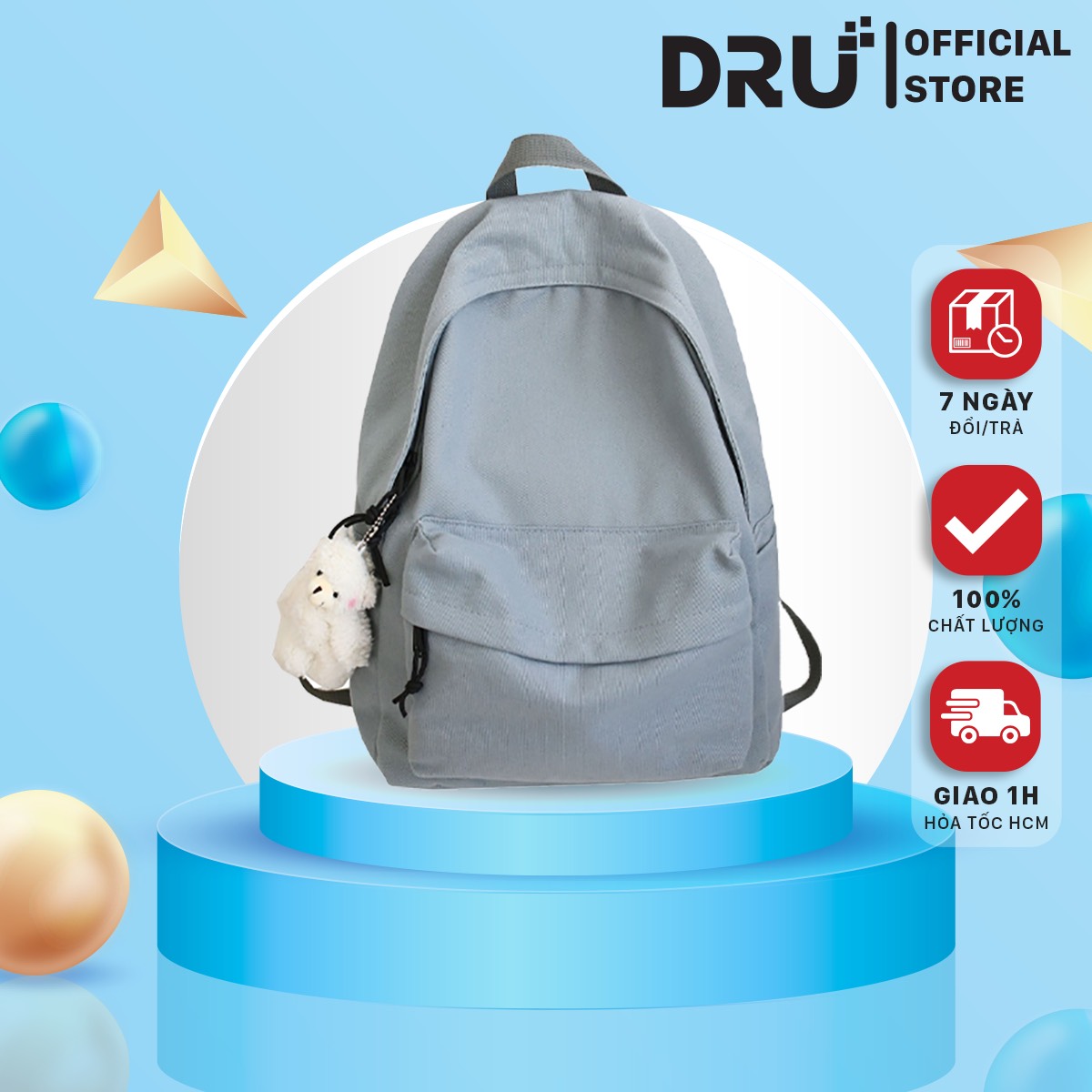 Balo cao cấp dru - phong cách ulzzang hàn quốc nam nữ thời trang cute dễ thương basic bl030