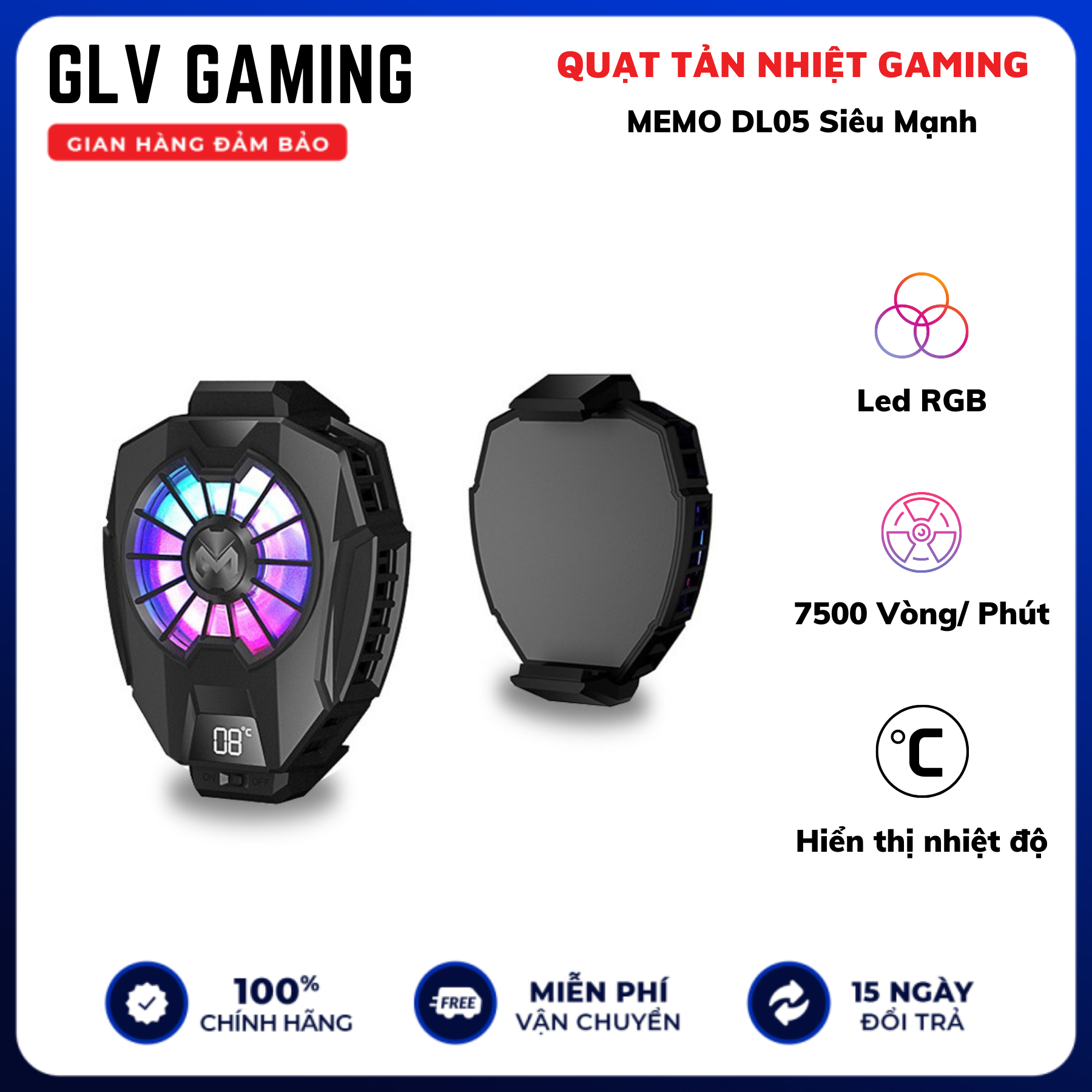 Quạt tản nhiệt điện thoại Memo DL01,DL05 quạt làm mát điện thoại Tản nhiệt cao cấp cho thiết bị di động