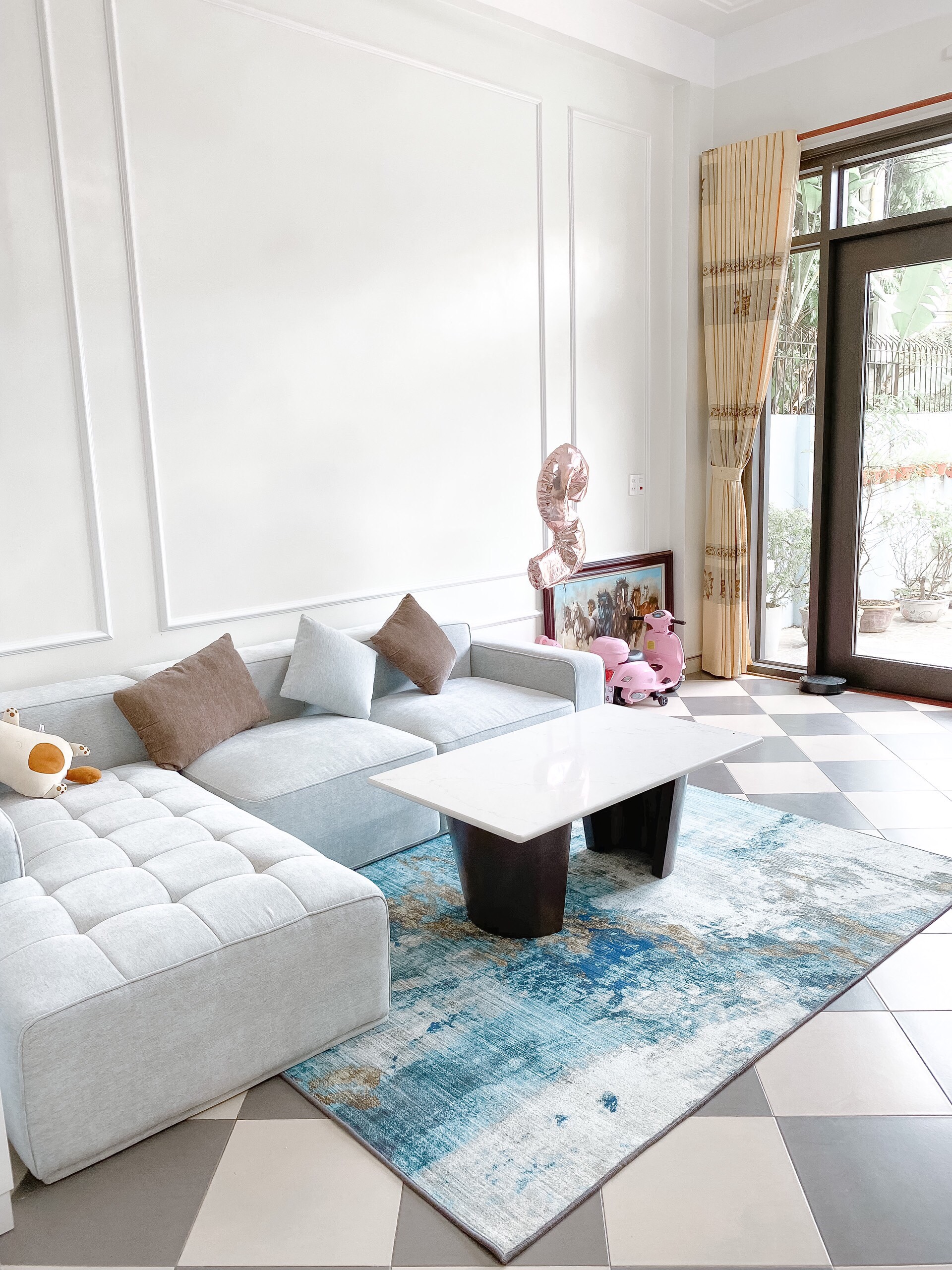 Thảm trải sàn, thảm len sợi ngắn trải sàn phong cách bắc âu retro trang trí phòng khách