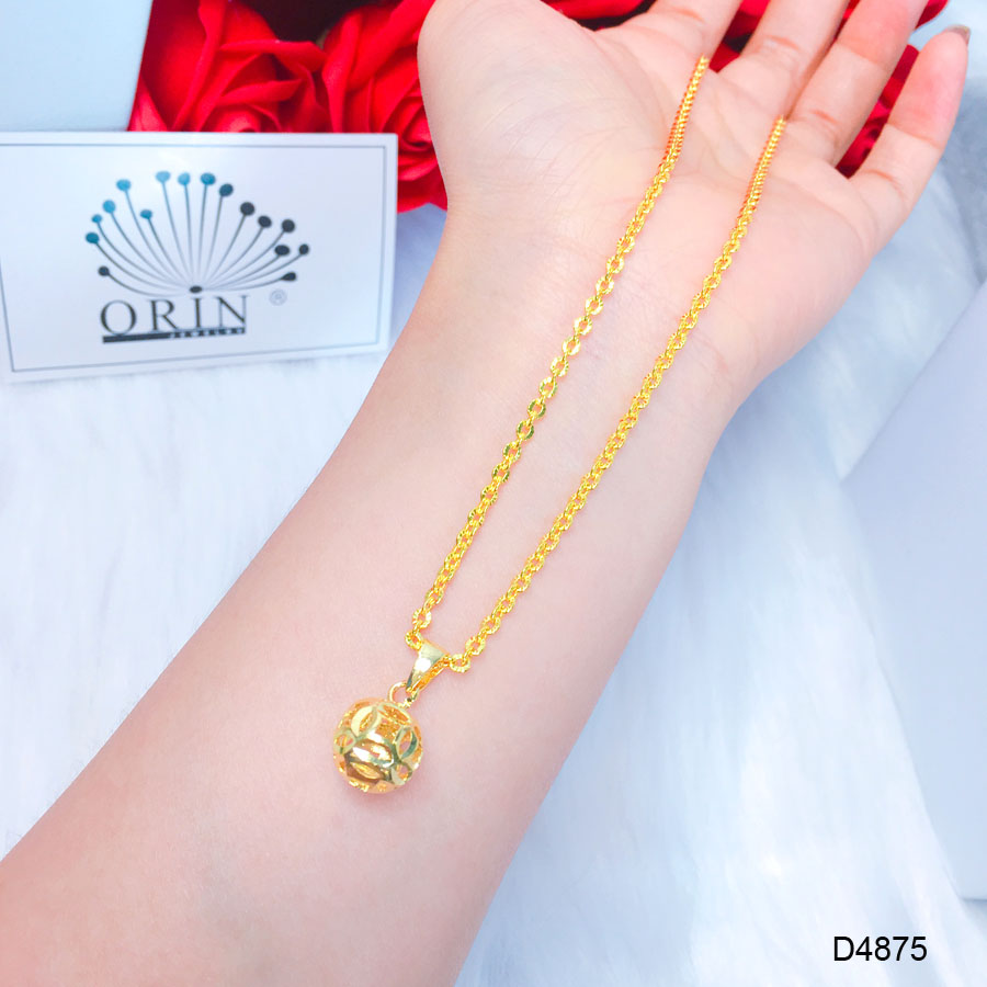 Dây chuyền nữ, dây chữ công mặt trái cầu kim tiền bền màu thời trang Orin D4875