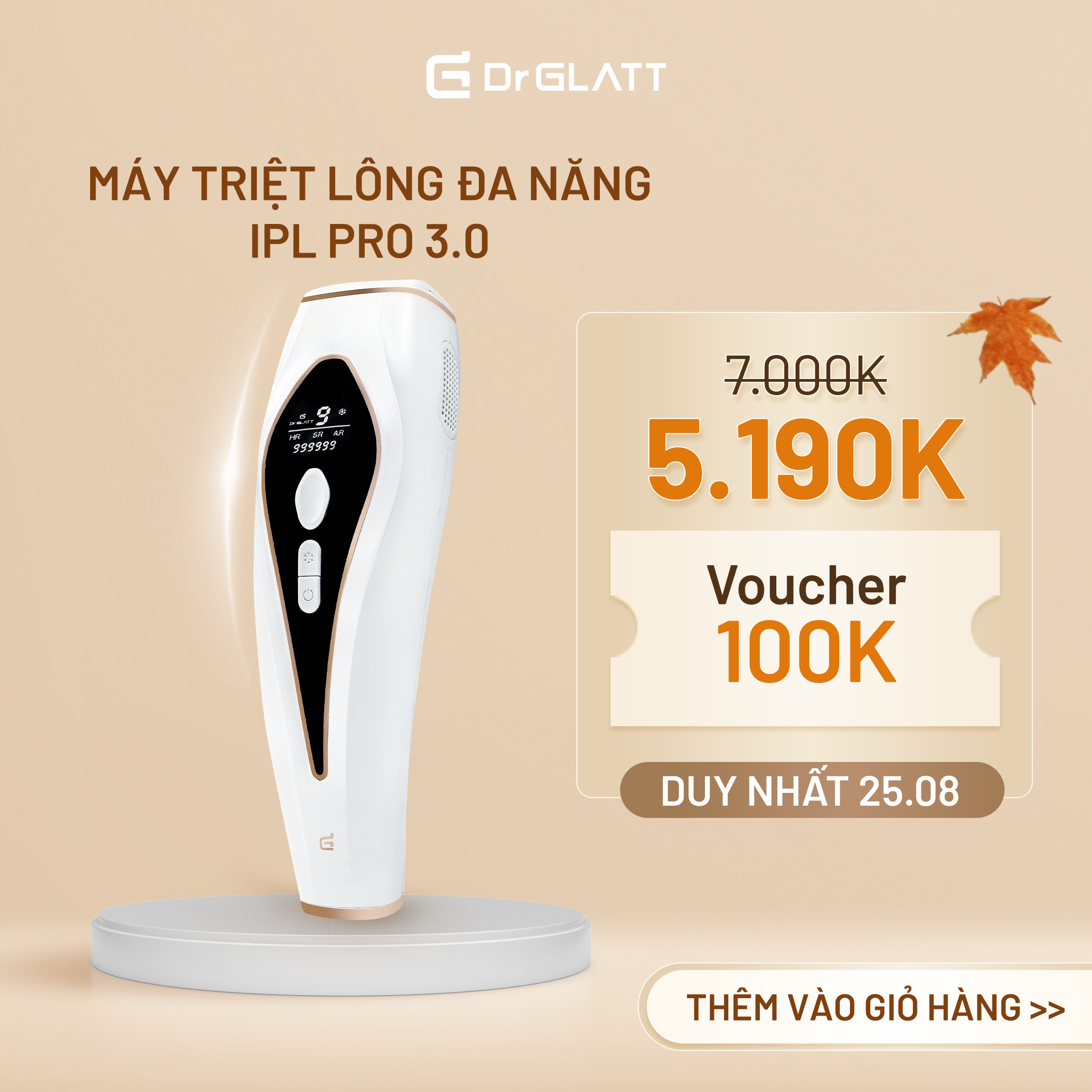 Máy Triệt Lông Mini Băng Lạnh Đa Năng DR GLATT IPL Pro 3.0