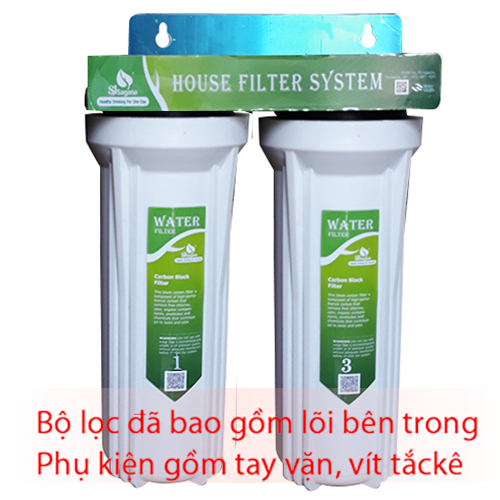 Bộ lọc nước sinh hoạt 2 cấp ly 10 inch ( ren 21) (đã bao gồm lõi và phụ kiện) - sieuthilocnuoc