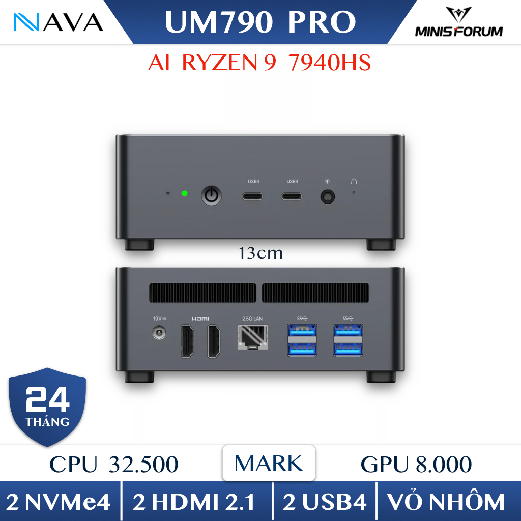 Mini PC Minisforum UM790 PRO Máy tính Gaming AMD Ryzen 9 R9 7940HS R7 7840HS