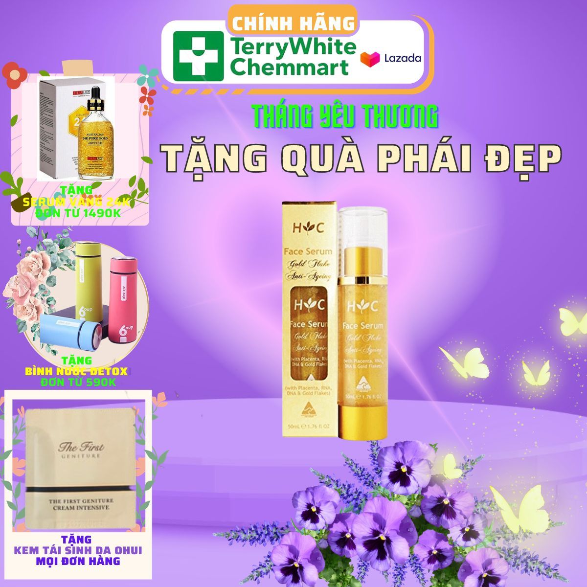 Tinh chất dưỡng da chống lão hóa Healthy Care Anti Ageing Gold Flake Face Serum 50ml