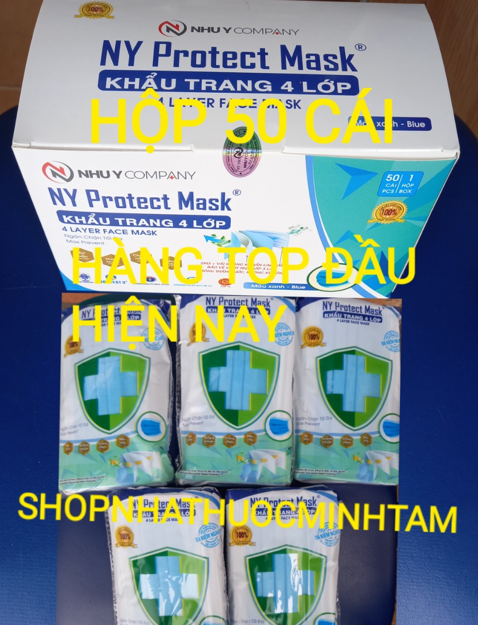 [HCM]KHẨU TRANG Y TẾ NHƯ Ý 4 LỚP  ( 1 HỘP 50 CÁI ) MÀU XANH