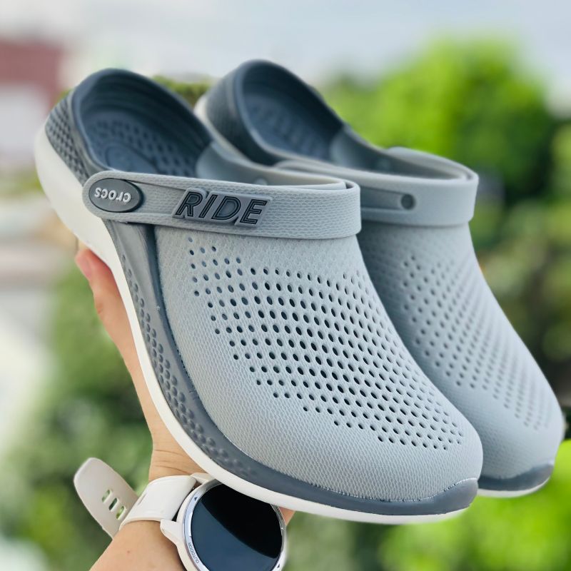 Dép Cross Literide 360 giày sục sandal quai ngang bít đầu nam nữ, full-xám