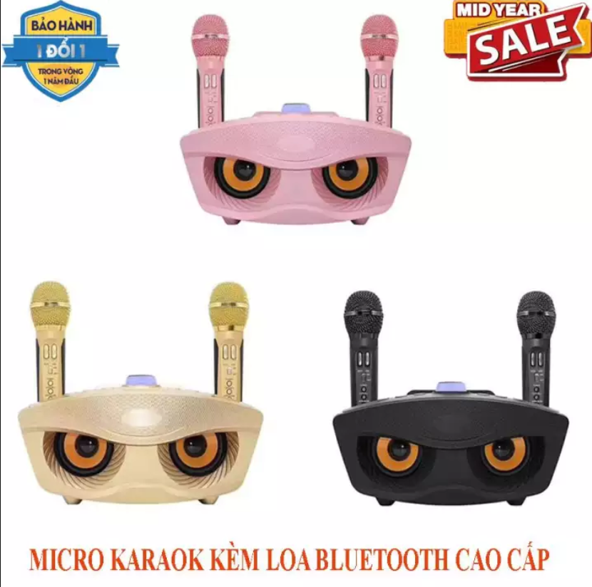 Loa Bluetooth Karaoke Hình Mắt Cú - Loa SD-306 2 Mic Không Dây Hỗ Trợ Hiệu Ứng Âm Thanh Bass Cực Chuẩn Hỗ Trợ Cổng Cắm Thẻ Nhớ Jack 3.5mm Tương Thích Với Mọi Thiết Bị.
