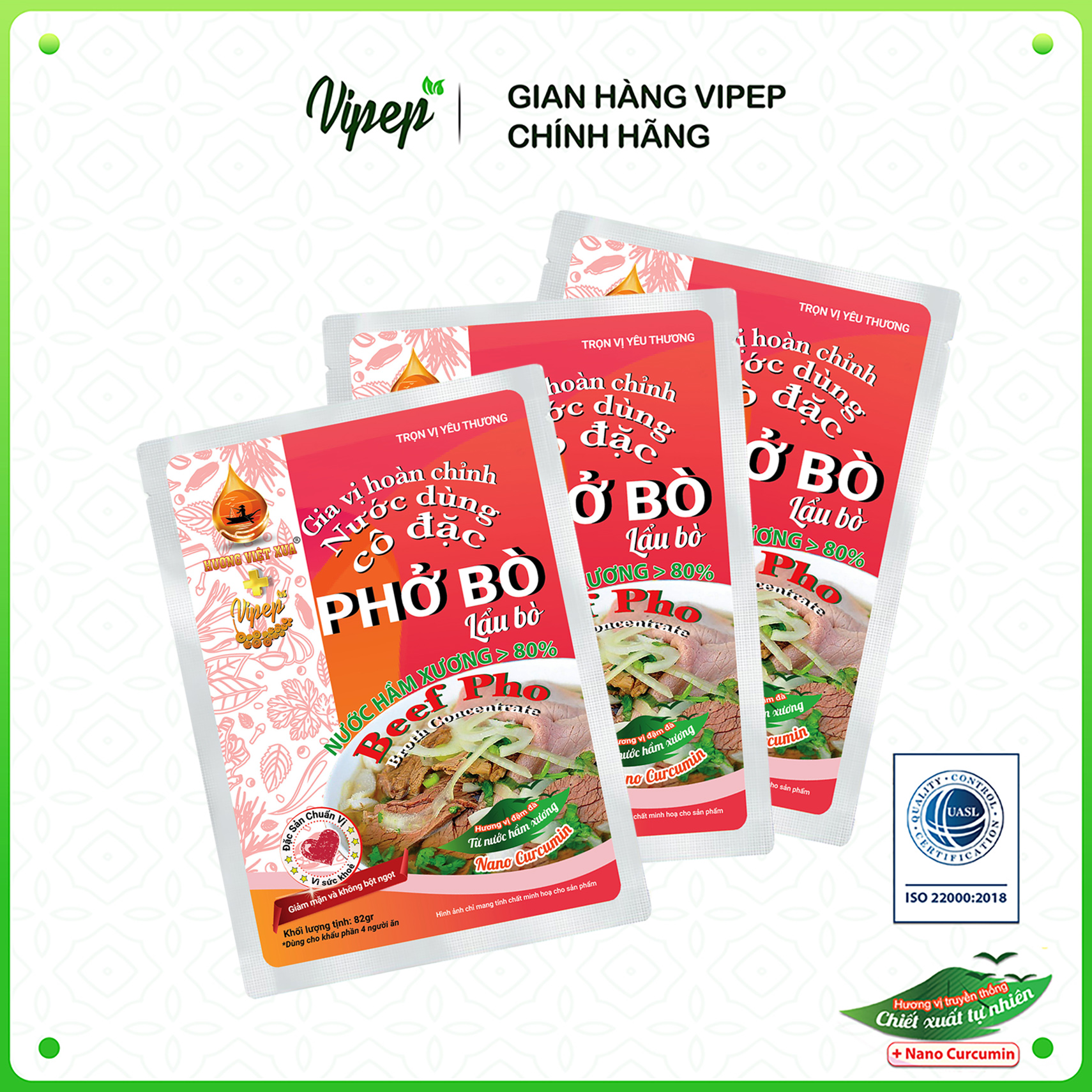 Combo 3 gói gia vị cốt phở bò vipep 82g - gia vị xốt hoàn chỉnh vipep
