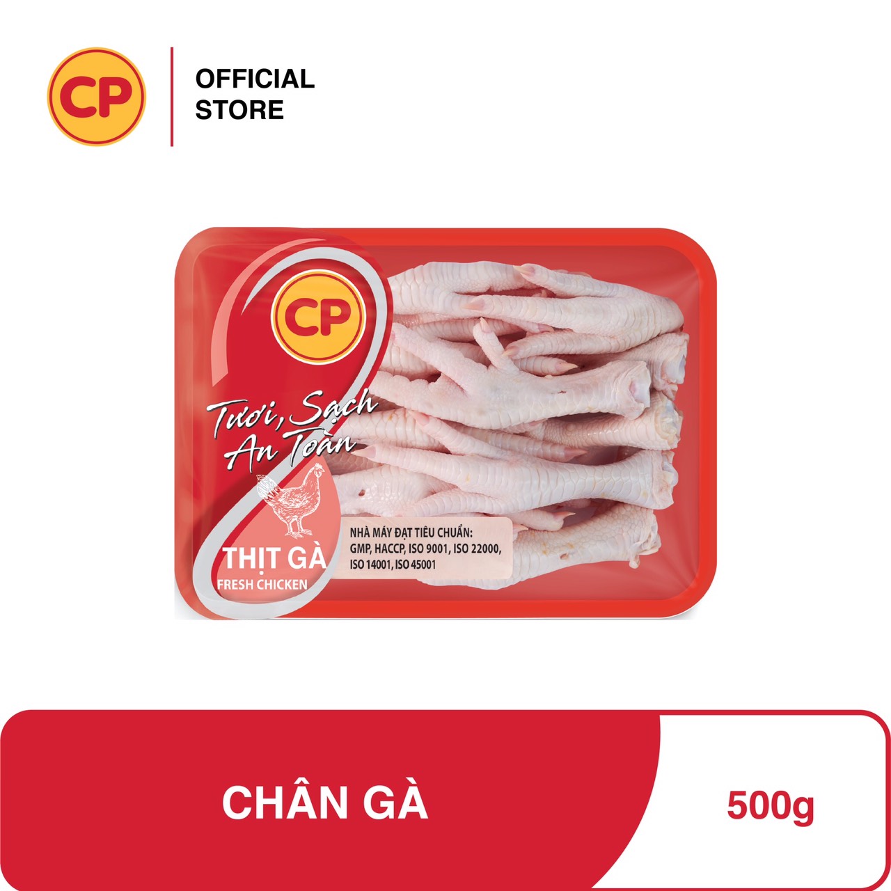 CP Chân gà tươi mới mỗi ngày - 500g - Được sản xuất theo tiêu chuẩn 3F. Đảm bảo truy xuất nguồn gốc rõ ràng