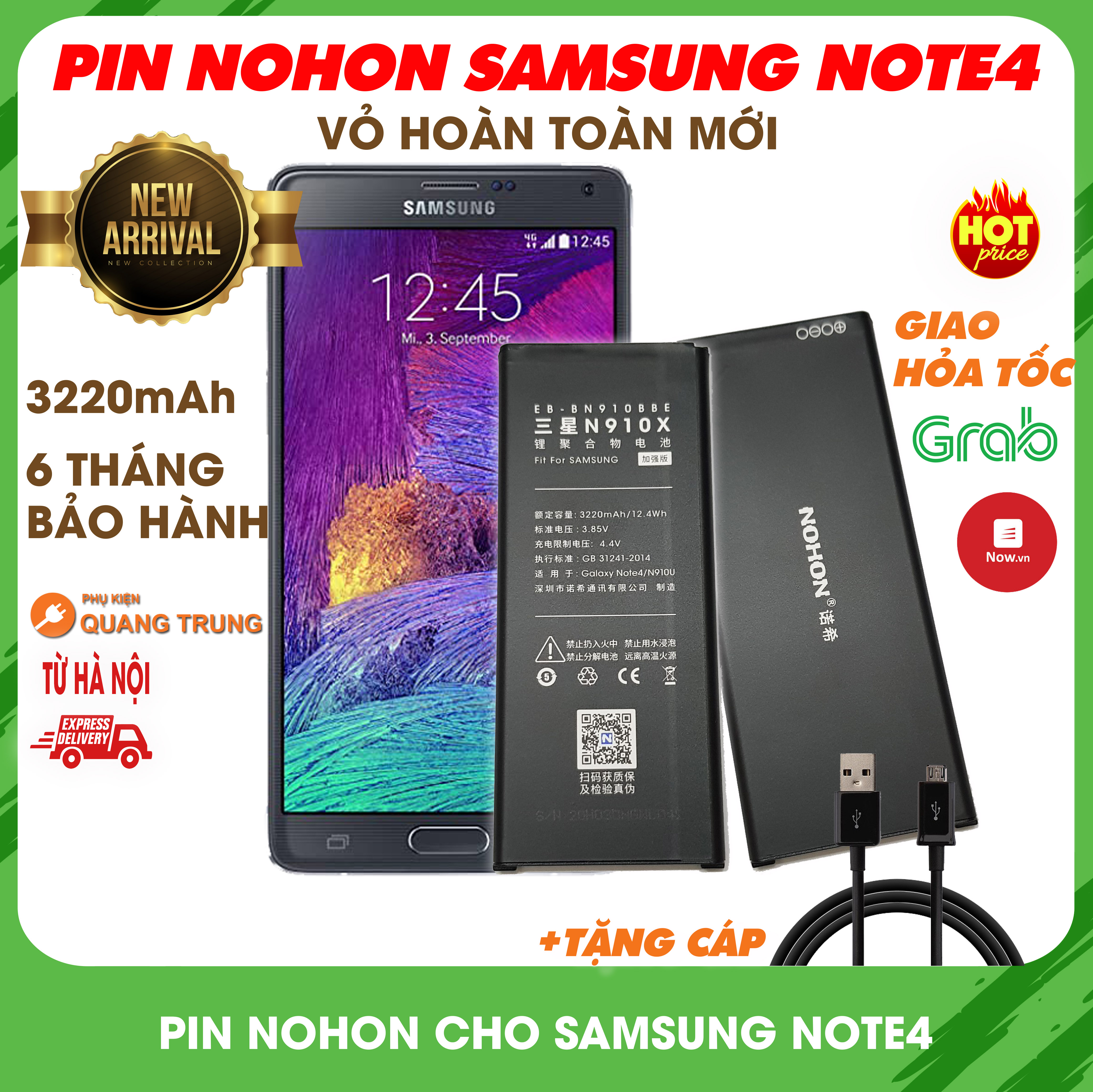 Pin nohon dành cho galaxy note4 - Bản 1 sim