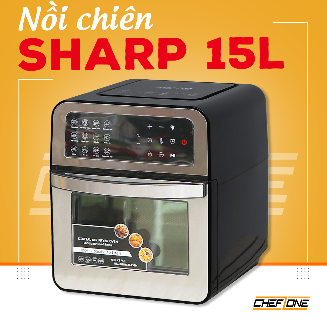 Nồi chiên không dầu Q-15 - Nồi chiên 15L - Bếp chiên không khí 2000W - Nồi chiên có phụ kiện - Sản phẩm chính hãng Sharp bảo hành 12 tháng