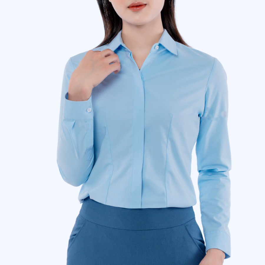 áo kiểu nữ, áo công sở, áo sơ mi phổ thông, Áo Sơ Mi Nữ Dài Tay Công Sở PONIVA, áo size lớn, áo big size