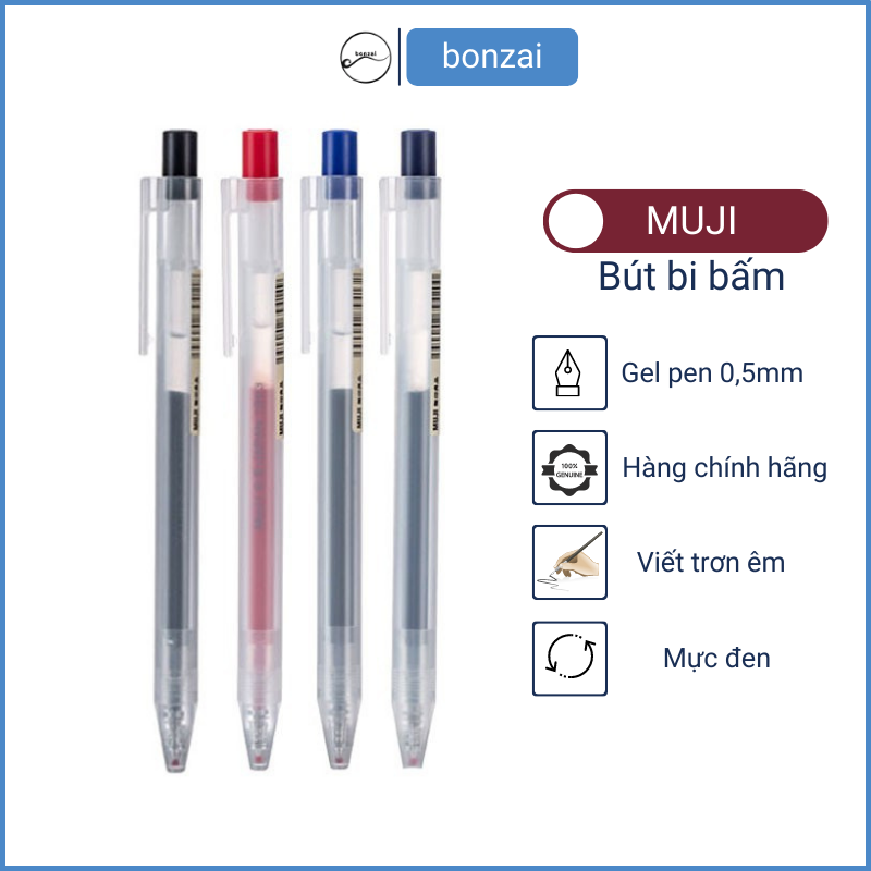  Bút bi bấm Muji ngòi 0,5 mm  Hàng chính hãng  