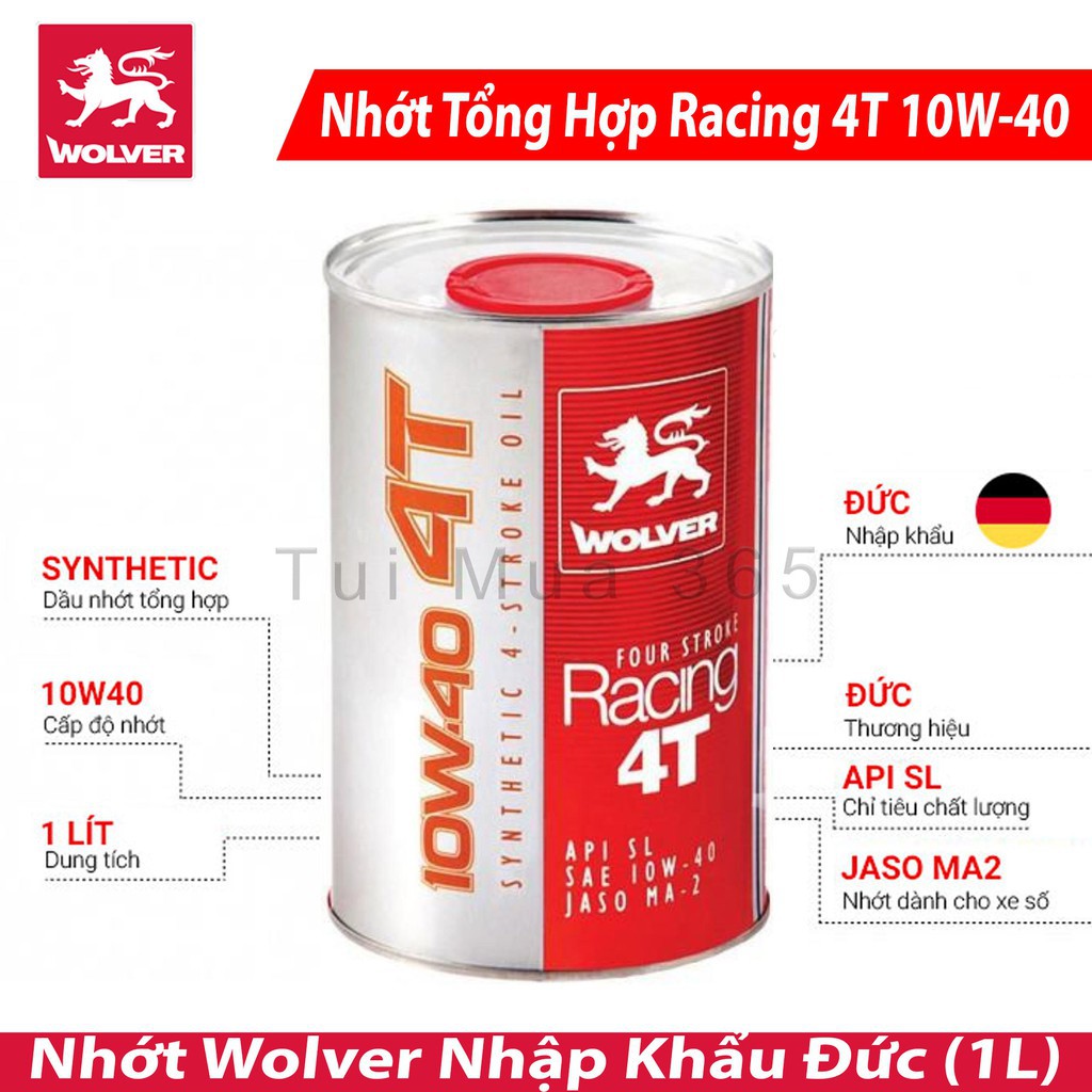 Thùng 6 Lon Nhớt Wolver Racing 4T tổng hợp 10W40 1L