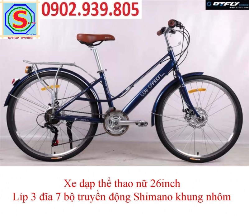[LIÊN HỆ KHUYẾN MÃI SÂU] Xe đạp DTFLY Low Carbon City 026 xe đạp nữ 26 inch khung sườn nhôm đề Shimano